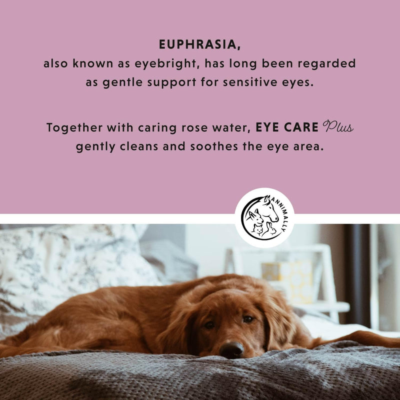 Annimally Eye Care Plus Eye Drops for Dogs & Cats 30 ml - With Euphrasia & Rose Water, For Cleaning the Eye Area, Made in Germany