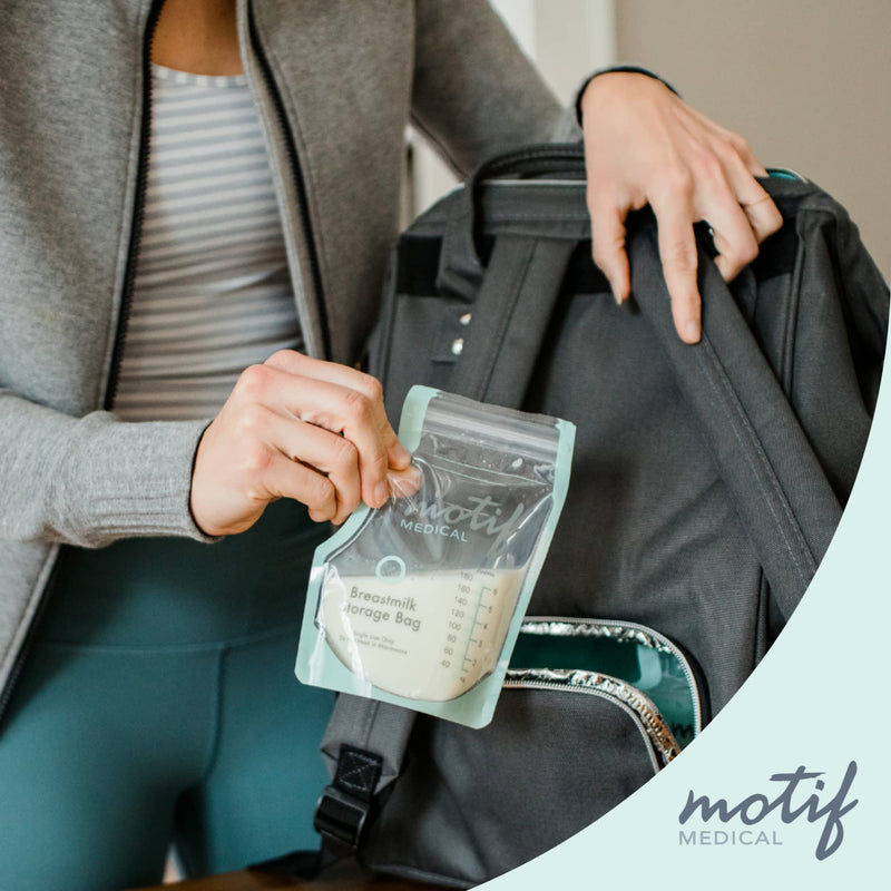 Motif Medical, Milk Storage Bags, 6 oz Milk Freezer Bag with Easy Pour Spout, BPA Free, Write-On Label - 100 Count 6 Ounce (Pack of 100) - BeesActive Australia