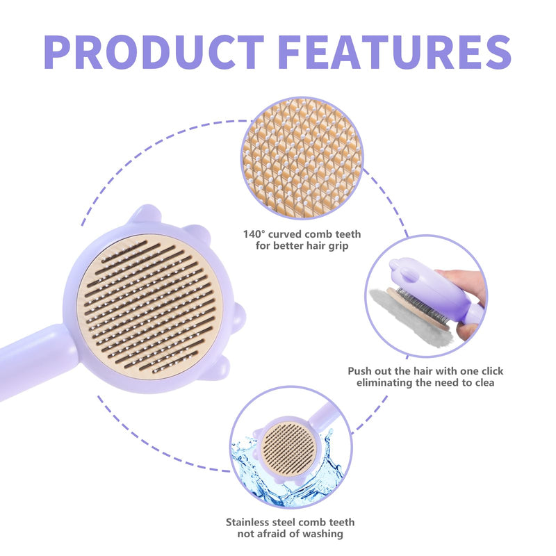 cat brush with release button - cat brush for indoor cat hair removal cat hair brush for long or short hair cats Cat nail clipper with round cutting holes(PURPLE) Purple - BeesActive Australia