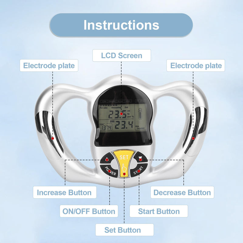Handheld Body Fat Analyzer, Calorie Bmi Measurement LCD Screen Portable Digital Health Monitor Body Fat Measuring Instrument Bmi Meter Fat Analyzer Body Fat Monitor Fat Measuring - BeesActive Australia