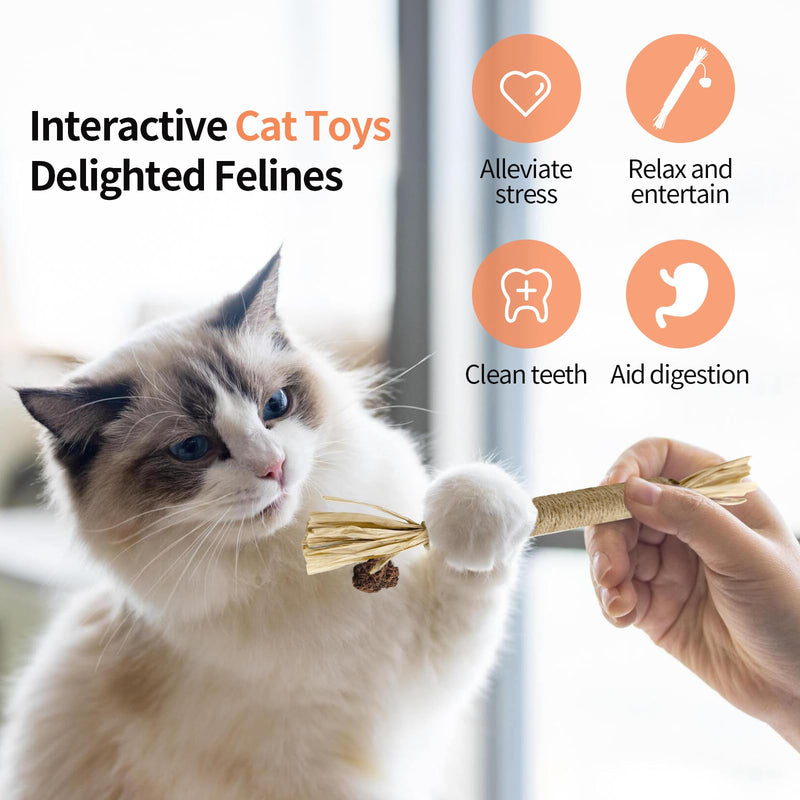 Catnip Toys with Silvervine for Cats, Cat Chew Toy for Kitten Teething, Interactive Cat Toy for Indoor Cats, Silvervine Sticks Cat Toys 3PCS - BeesActive Australia