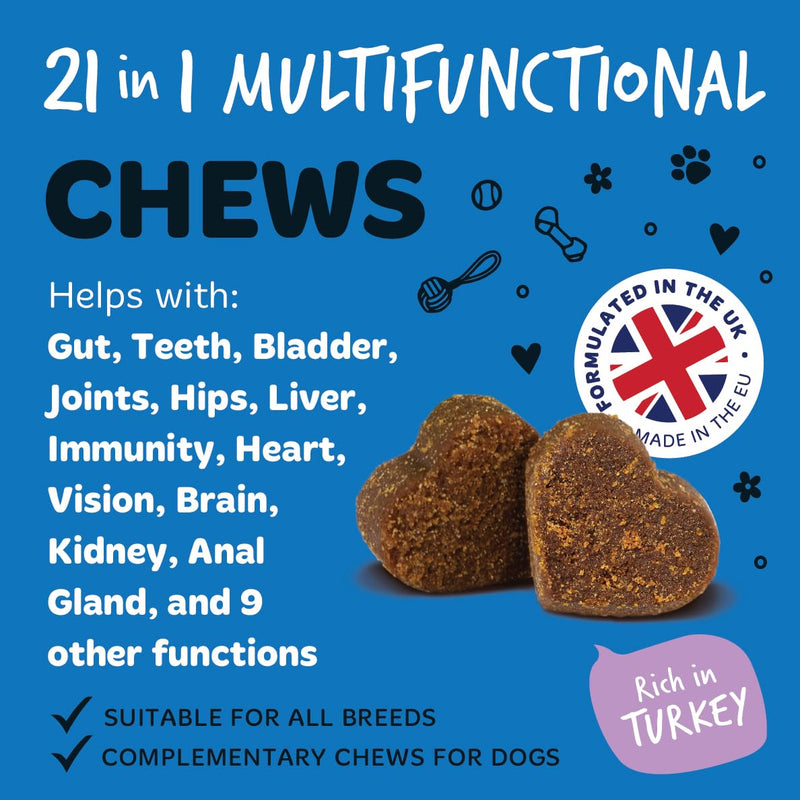 BUGALUGS 21 in 1 Multifunctional Dog Treats – Helps Gut, Teeth, Bladder, Joints, Calming, Relax & Itchy Skin - Perfect for Small, Medium & Large Dogs -120 chews