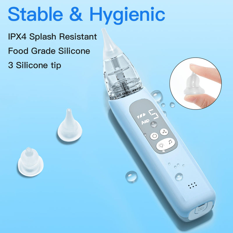 X-Bosak Nasal Aspirator for Baby, Electric Nose Sucker for Baby, Snot Sucker with 5 Levels Suction, Soothing Light & Nursery Rhymes Blue - BeesActive Australia
