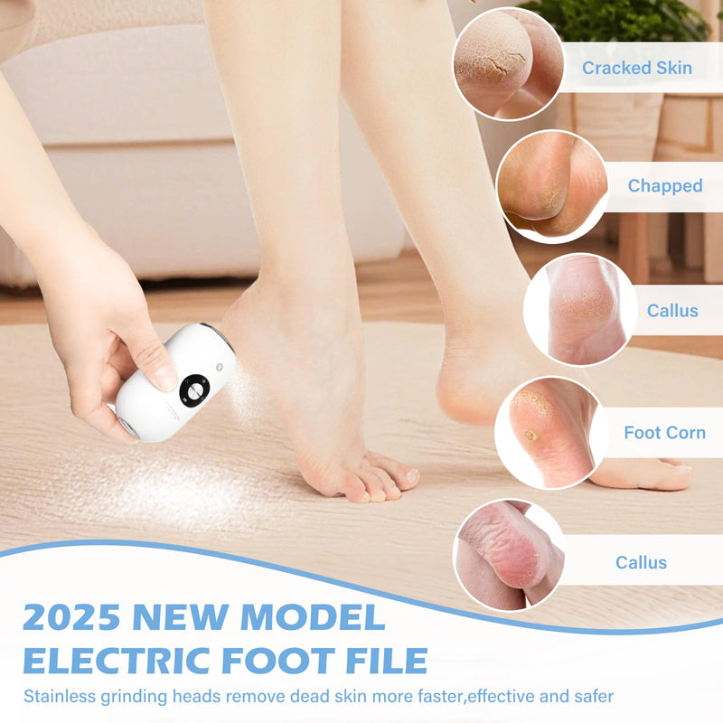 Electric Foot Callus Remover Grinder - Rechargeable Pedicure Tools Callus Remover for Feet Foot Scrubber File Foot Care with 3 Speeds 2 Stainless Grinding Heads for Hard Cracked Dry Dead Skin - BeesActive Australia