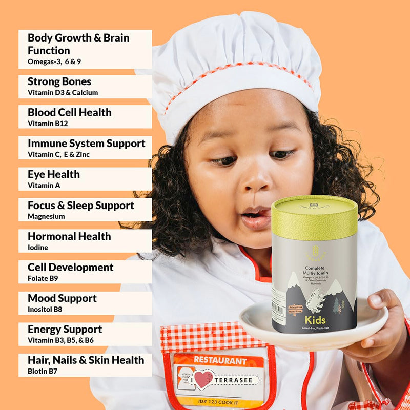 Complete Kids Multivitamin Gummies - with Omega 3,6,9, Vitamin B12, Folic Acid, Iodine, Vitamin C, Zinc - Kids Daily Essential Vitamins - Premium Vegan Multivitamin for Kids 2+ (60 Gummies)