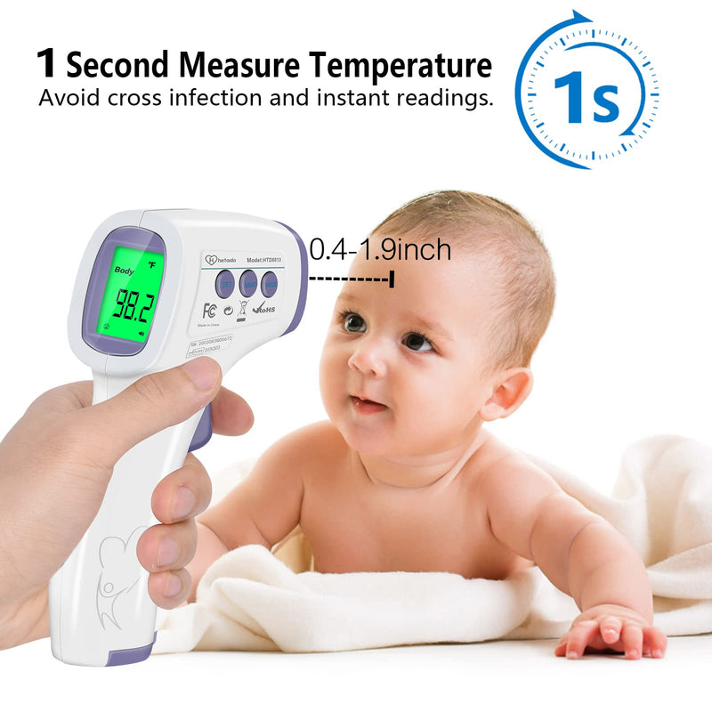 Digital Thermometer for Adults and Kids, No Touch Forehead Thermometer for Baby, 2 in 1 Body Surface Mode Infrared Thermometer with Fever Alarm and Instant Accuracy Readings Purple