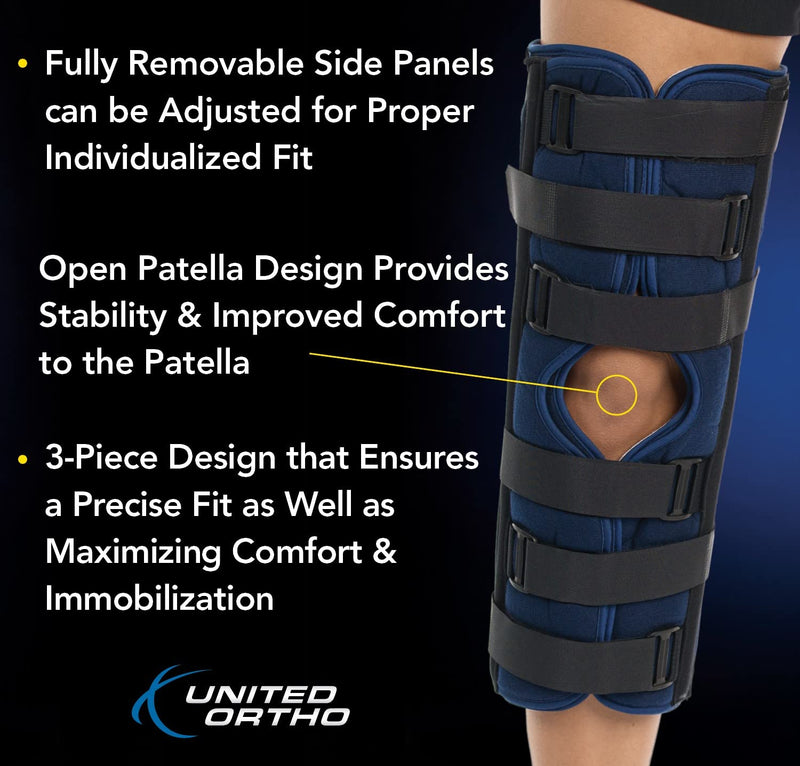 United Ortho 61016 3-Panel Knee Immobilizer, 16" Size Navy 16"