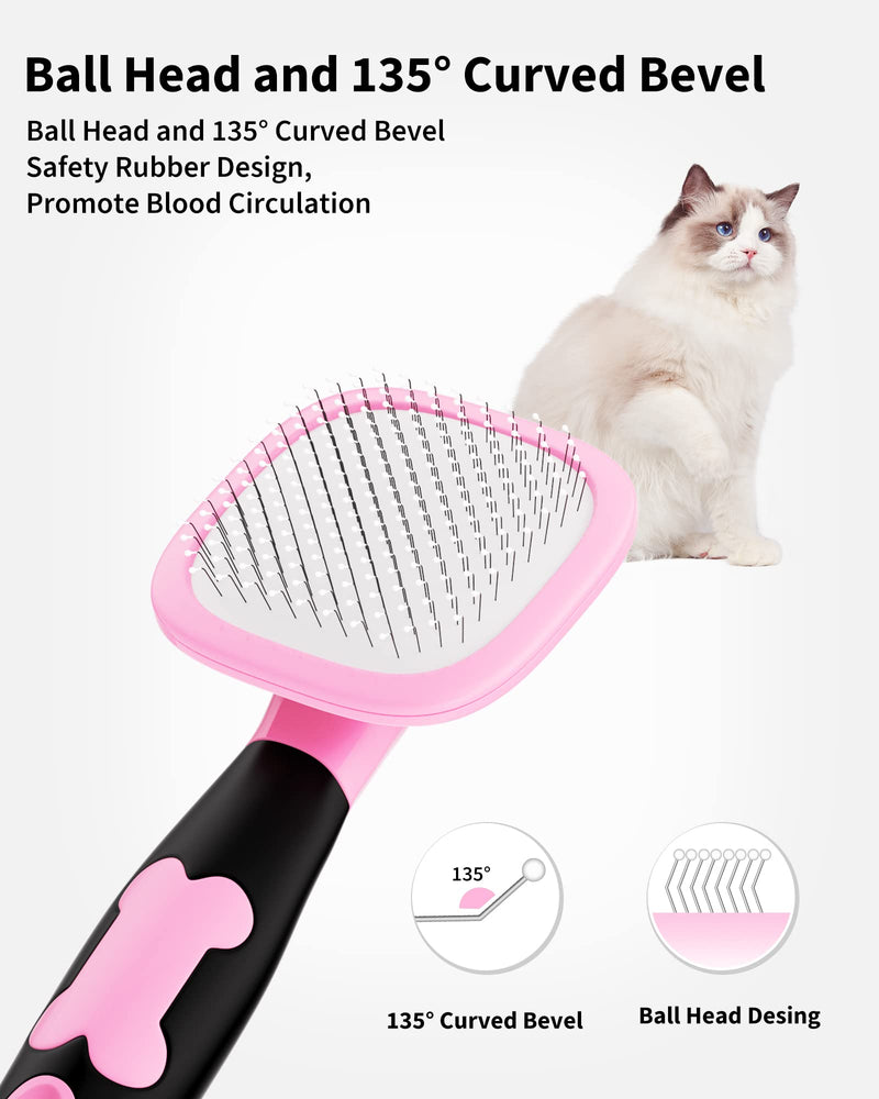 Glendan Dog Brush & Cat Brush- Slicker Pet Grooming Brush- Shedding Grooming Tools(Pink) Small Pink - BeesActive Australia