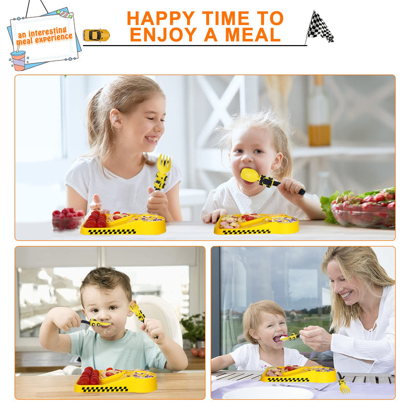 Construction Toddler Utensils - Toddler Forks and Spoons - Kids Construction Truck Utensils - Forks and Spoons Silverware Set - Christmas Birthday Gift for 1 2 3 4 5 year old, Yellow