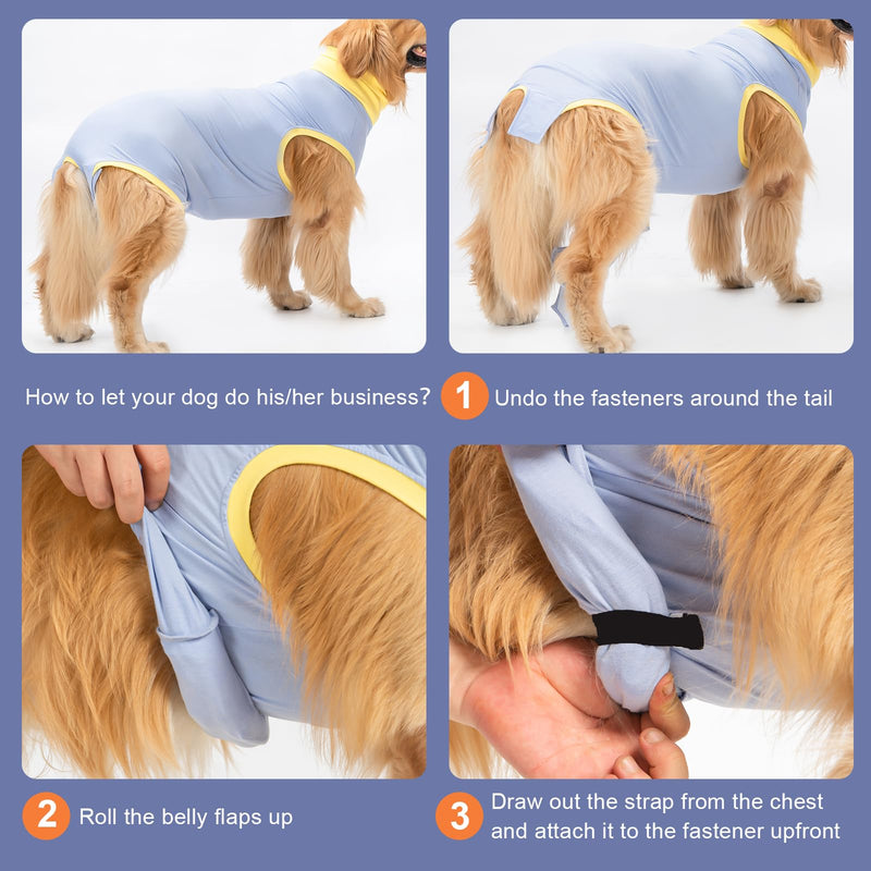 Avont dog bodysuit after surgery wound protection suits, body for neutered male dogs, body for female dogs after surgery, post-operative recovery clothing to prevent dogs from licking wounds - blue (L) L blue - BeesActive Australia
