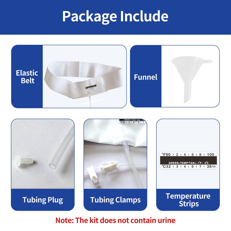 Urine Test Complete Kit - 2 oz to 4 oz Sample Bag on Belt,Portable Urine Test Bags with Temperature Strip for Used for Hospitals, Emergency and Travel (Medium)