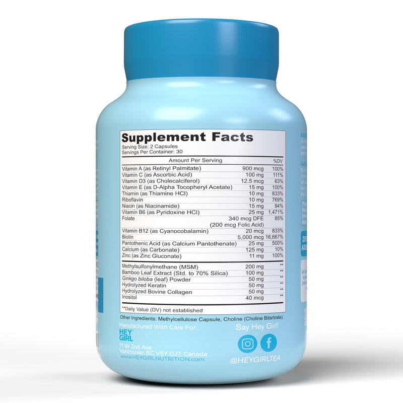 Hair Vitamins To Help Thinning and Fallout - Hair Supplement To Grow Hair Faster, Stronger & Have Healthy Skin & Nails - Scientifically Made With Biotin, Keratin, Folic Acid, Vitamin B, C, 60 Capsules
