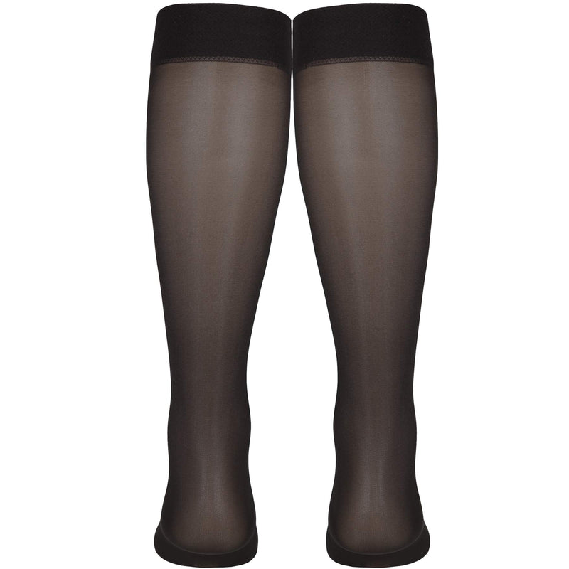 NuVein Sheer Compression Stockings for Women, 8-15 mmHg Support, Light Denier, Knee High, Closed Toe, Black, Large Large (1 Pair)