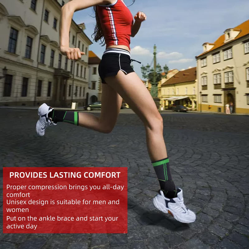Ankle Support Braces (1Pair), Breathable Ankle Compression Sleeves with Adjustable Wrap,Elastic Ankle Brace Stabilizer for Plantar Fasciitis,Achilles Tendonitis,Sprained Ankle Pain Swelling Relief 2