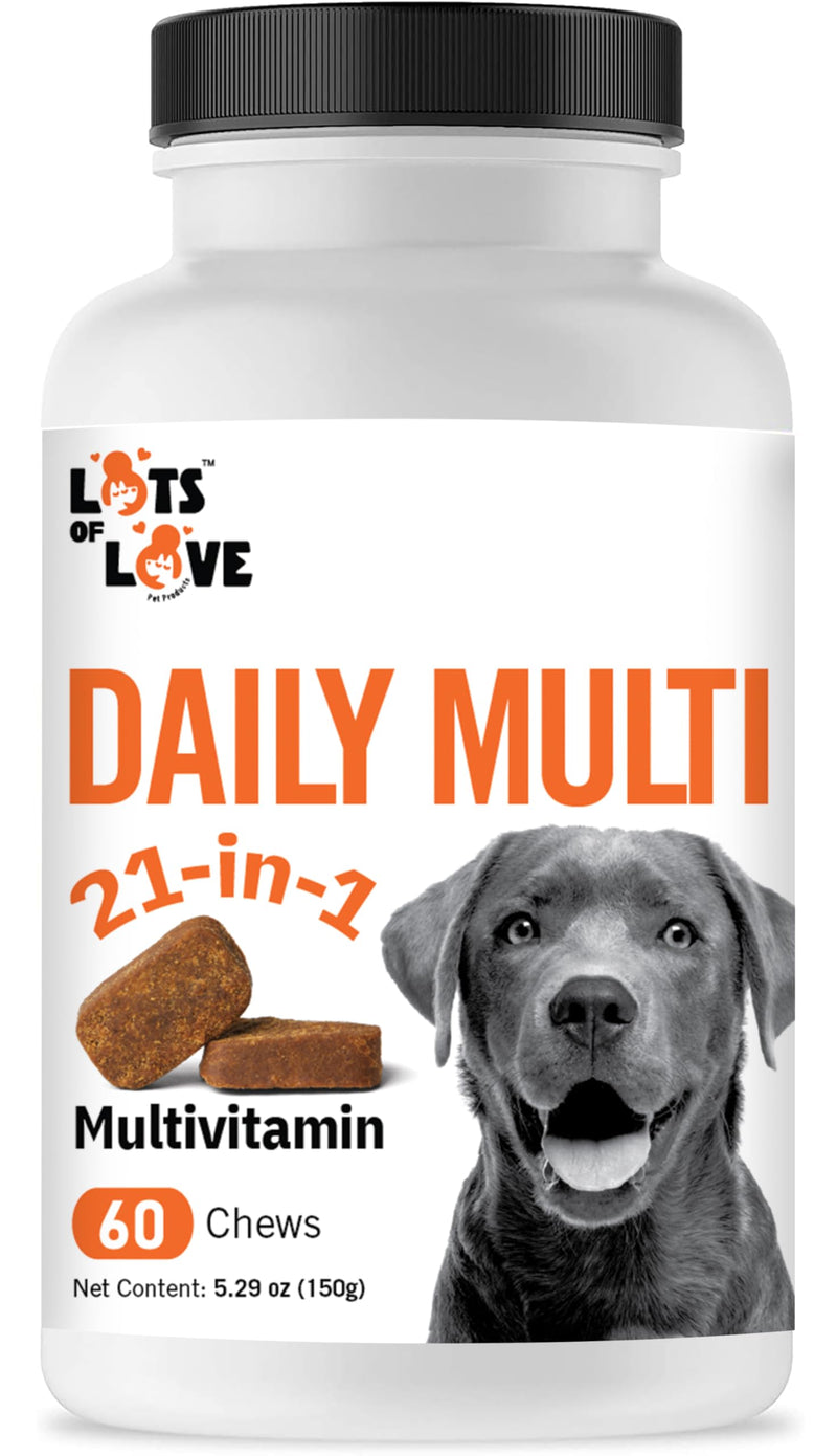 Dog Multivitamin Chewable - LotsOfLove Daily Multi Dog Chews (60 Count) - Dog Multi Vitamin & Supplement Chews for Small, Medium & Large Dogs