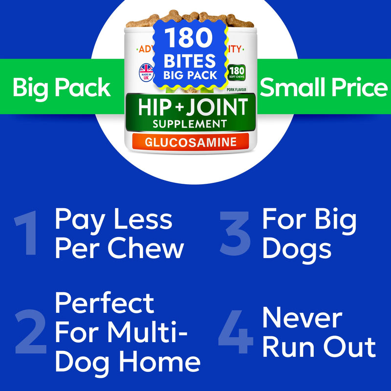 BARK&SPARK Daily Joint Care Chews - Advanced Mobility Joint Supplement - Choose Chews! - Glucosamine Hip & Joint Support for Senior Dogs - Made in UK - 180 Count 180 Joint Care Chews