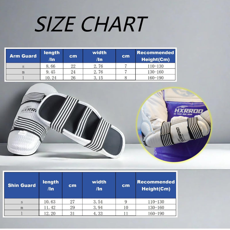 Taekwondo Shin Guards Arm Guard Protector Set for Kickboxing Martial Arts Taekwondo Karate Muay Thai Sparring Combat, Suitable for Children Teenagers and Adults M