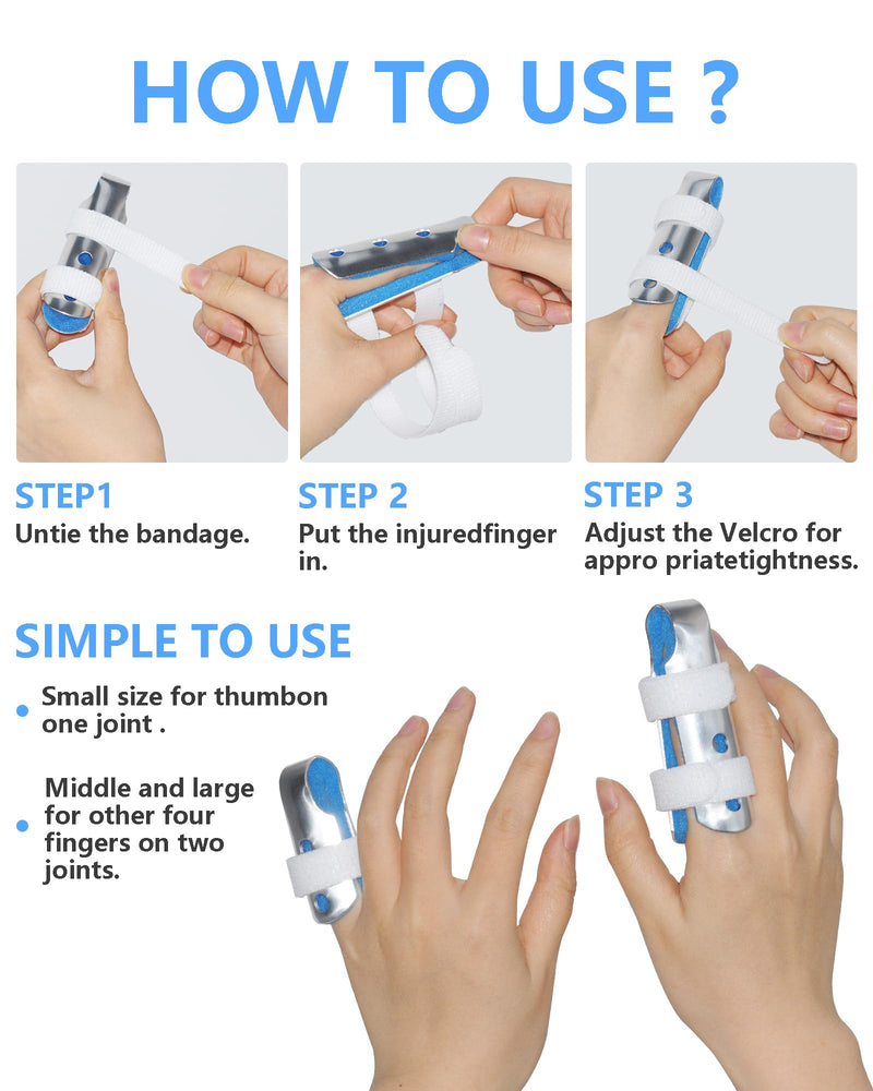 Kids Finger Splint, 6 Pcs finger splints for broken finger pinky Support kids finger splint small Braces Arthritis Knuckle Care 1 Pack (6 pcs) Blue All small size - BeesActive Australia