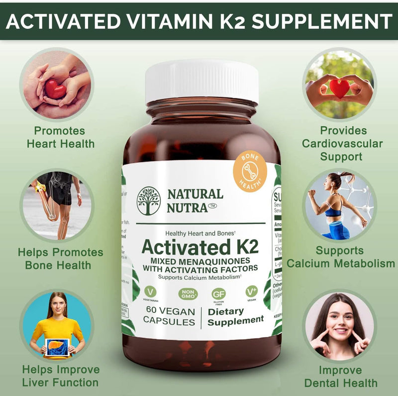 Natural Nutra Full Spectrum Vitamin K2 Supplement 75 mcg 60 Capsules | Supports Cardiovascular Health, Liver Function, Metabolic Health, Heart Health &Helps Promote Bone & Dental Health 60 Count (Pack of 1)