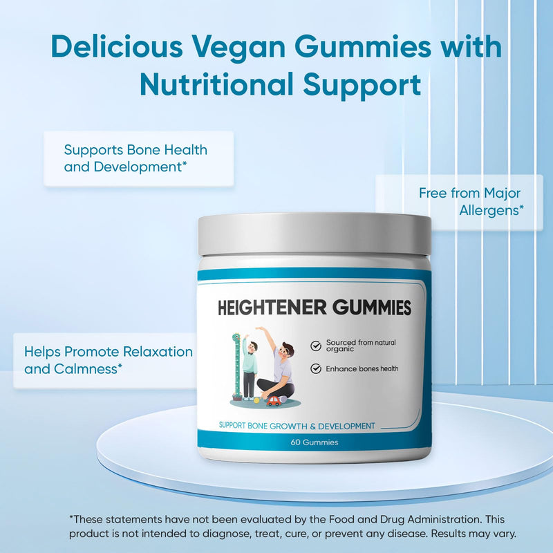 Heightener Gummies with Vitamin C, Vitamin D, Calcium & Ashwagandha – 60 Gummies