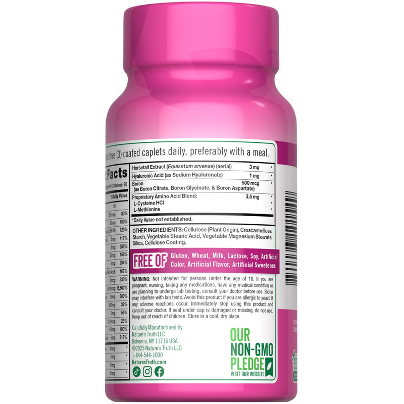 Nature's Truth Hair Skin and Nails | 60 Caplets | Plus 5,000 mcg Biotin | Non-GMO & Gluten Free Supplement