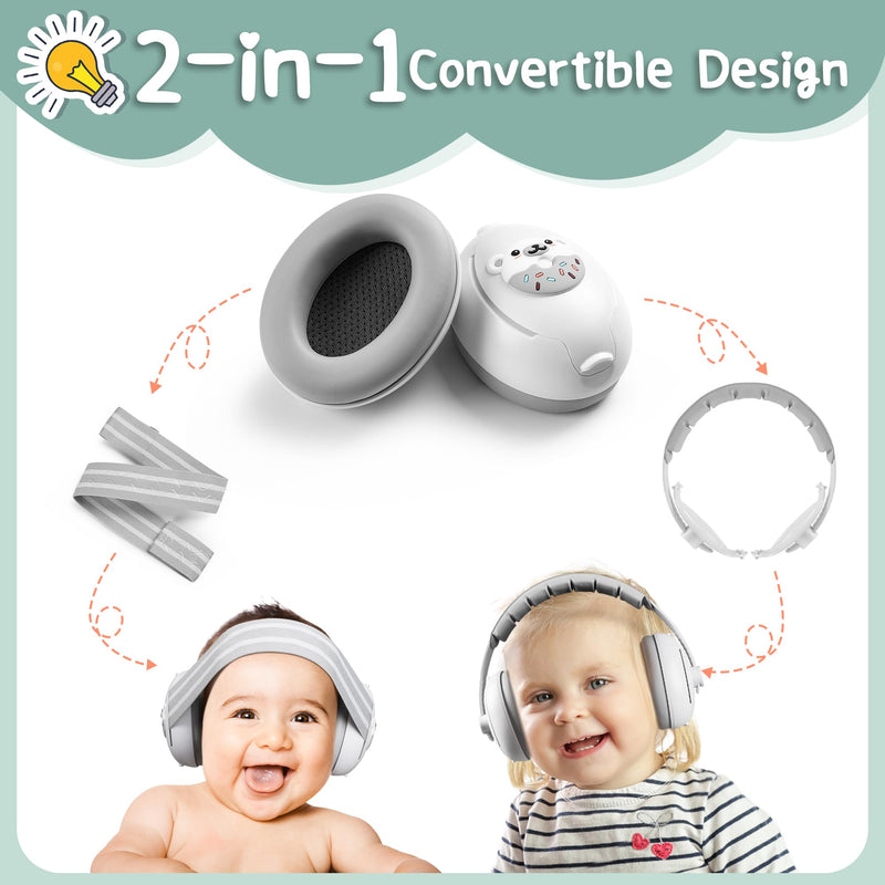 BOENFU Noise Cancelling Headphones for Babies and Toddlers up to 48 Months, 2 in 1 Adjustable Ear Muffs Noise Protection White - BeesActive Australia
