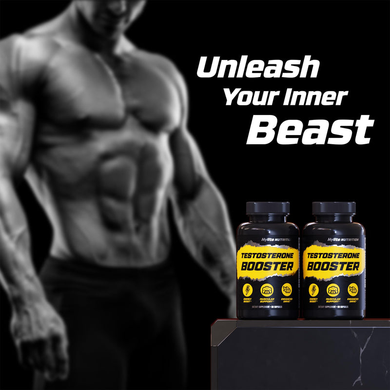 Testosterone Booster for Men - Male Enhancing Supplement for Muscle Growth | Boost Stamina, Strength, Energy, Endurance - Helps Improve Fast Acting Blood Flow - Workout & General Wellness Pills - 2 PACK