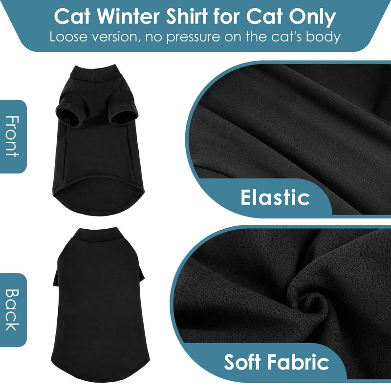 SUNFURA Turtleneck Sweater for Cat, Sphynx Cats Shirt Hairless Cat Sweaters with Sleeves, Warm and Soft Kitten Pullover Fleece Winter Pajamas Jumpsuit for Puppy Cats, Black S Small - BeesActive Australia