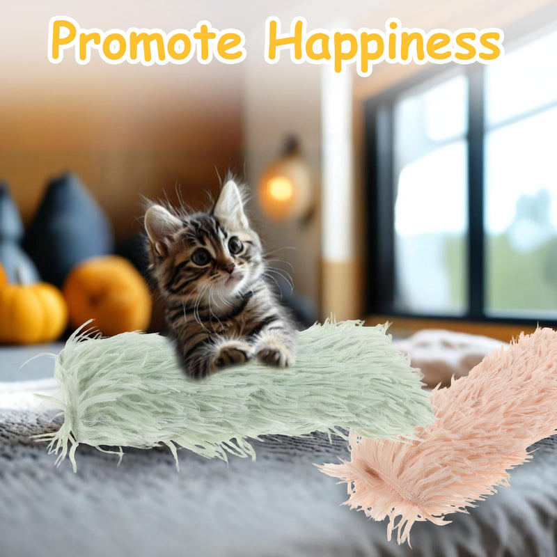Cat Pillows Cat Toys,2 Pack Soft and Resistant Cat Pillows Toy,Interactive Crinkle Sound Catnip Toys for Indoor Cats,Promotes Kitten Exercise,Chewing and Teething,Light Green and Orange - BeesActive Australia