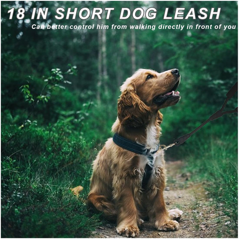 18 Inch Short Dog Leash + Traffic Pet Lead, Strong Nylon + Padded Handle + Well Made Clasp, Great for Medium and Large Dogs Training Walking (Black) 18 Inch black - BeesActive Australia