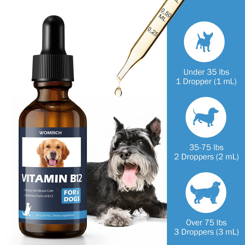 Vitamin B12 for Dogs | Methylcobalamin Supplement | Boosts Red Blood Cell Formation, Energy, Nervous System & Appetite | 2 fl oz Dropper | Vitamin Supplement for Dogs - PawsPlanet Australia