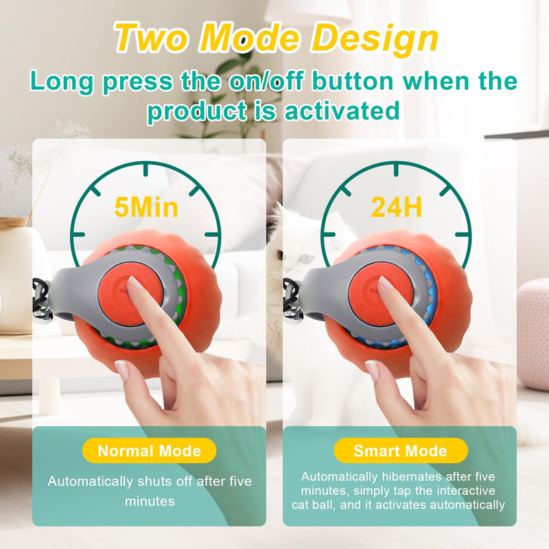 Interactive Cat Ball Toy, Speedy Tail 2.0 Cat Toy, Automatic Moving Ball Toy for Indoor Cat, Anti Depression Pet Toy, Speed Adjustable, Orange - BeesActive Australia