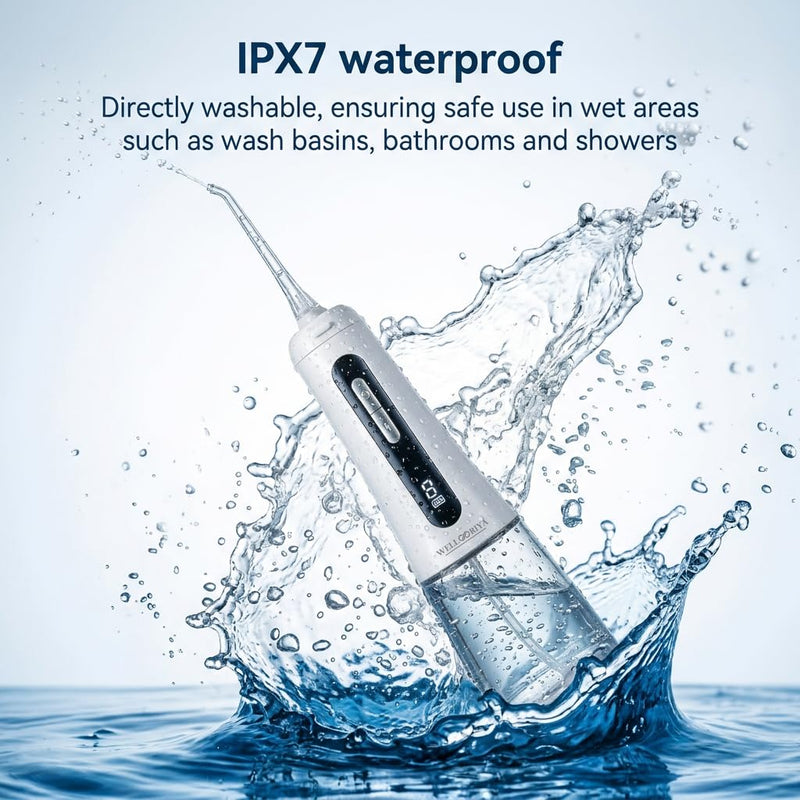 Cordless Water Dental Flosser – Power Dental Flosser for Teeth & Gums, 9 Pressure Levels, 300mL Tank, USB-C Rechargeable Oral Irrigator, IPX7 Waterproof for Braces & Travel – Wellooriya (White) White
