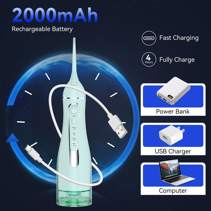 Water flossers for Teeth Pick, Portable Oral Irrigator Dental with 4 Modes 5 Jet Tips, IPX7 Rechargeable Water Tooth Flosser for Braces Sensitive Gum Care, 300ml Tank for Home Travel Use