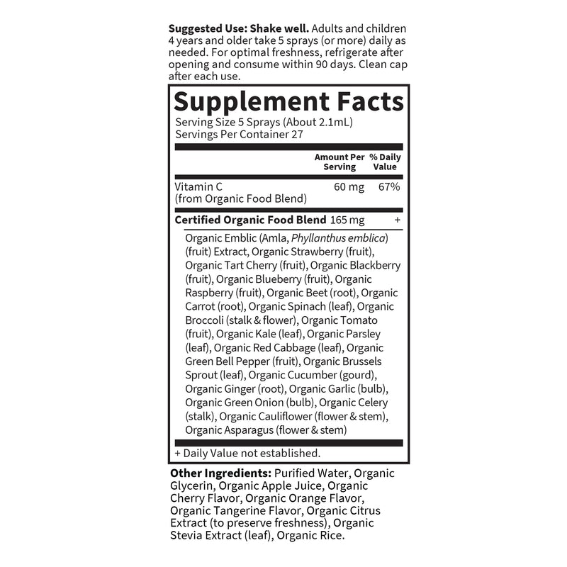 Garden of Life Organics Vitamin C for Kids and Adults, Organic Vitamin C Spray for Skin Health - Cherry Tangerine, Vitamin C Supplement Antioxidant for Immune Support, 2 fl oz Liquid Drops Cherry-Tangerine 2 Fl Oz (Pack of 1) - BeesActive Australia