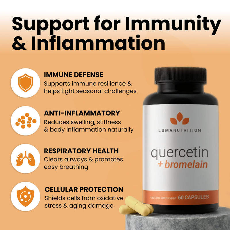 Luma Nutrition Quercetin 500mg - Quercetin with Bromelain Supplement - Antioxidant - Immune Support - Vegan & Gluten-Free - 60 Capsules (Pack of 2) 60 Count (Pack of 2)