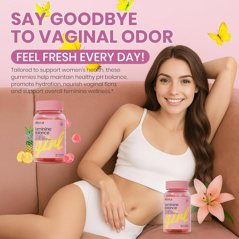 Premium Feminine Balance Gummies, for Women’s Wellness & pH Balance, Immune Support,Vegan, Hawaiian Pineapple, Non-GMO (30 Gummies) NEW-30 Gummies