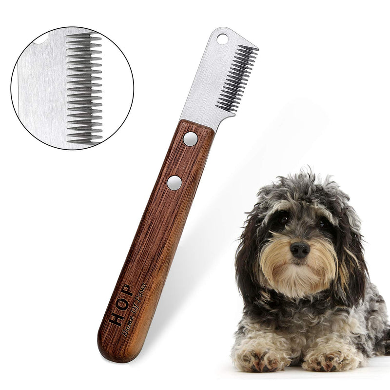 linjinde dog trimming knife with wooden handle for blunt dogs, rough-haired dachshund, fine top coat terrier, medium stripping knife, brown trimming knife, pet care tool for pet undercoat - BeesActive Australia