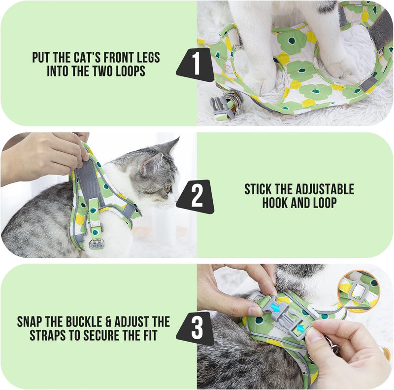 Lukovee Cat Harness and Leash for Walking, Adjustable Escape Proof Vest Harness for Kitten with Reflective Strips Lightweight Step-in Jacket for Cats Puppy Small Pet Traveling Hiking(Small,Pink) S ( Chest 12.6'' ~ 15.0'') A- Pink - BeesActive Australia