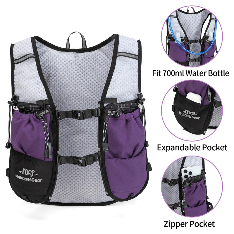 Lightweight Running Vest for Women & Men Hydration Backpack Pack with 1.5L Water Bladder Bag Running Gear Accessories for Hiking Marathon Trail Cycling Purple