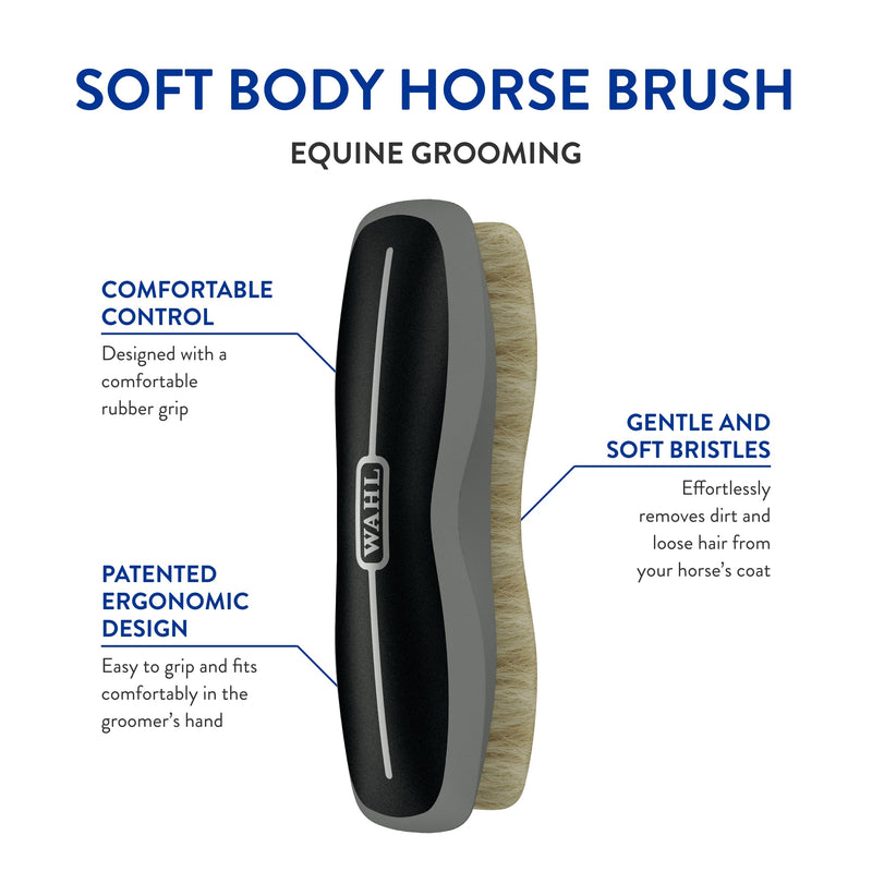WAHL Professional Animal Equine Soft Body Horse Brush - Black Soft Body Brush - BeesActive Australia