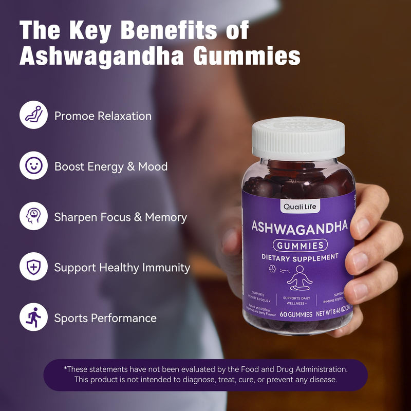 Ashwagandha Gummies for Relax & Cortisol Support – High Strength Root Extract with Cranberry & Chaste Tree, Grapefruit & Berry Flavour – Vegan, Non-GMO, Gluten-Free – 120 Gummies (60 Days) 2
