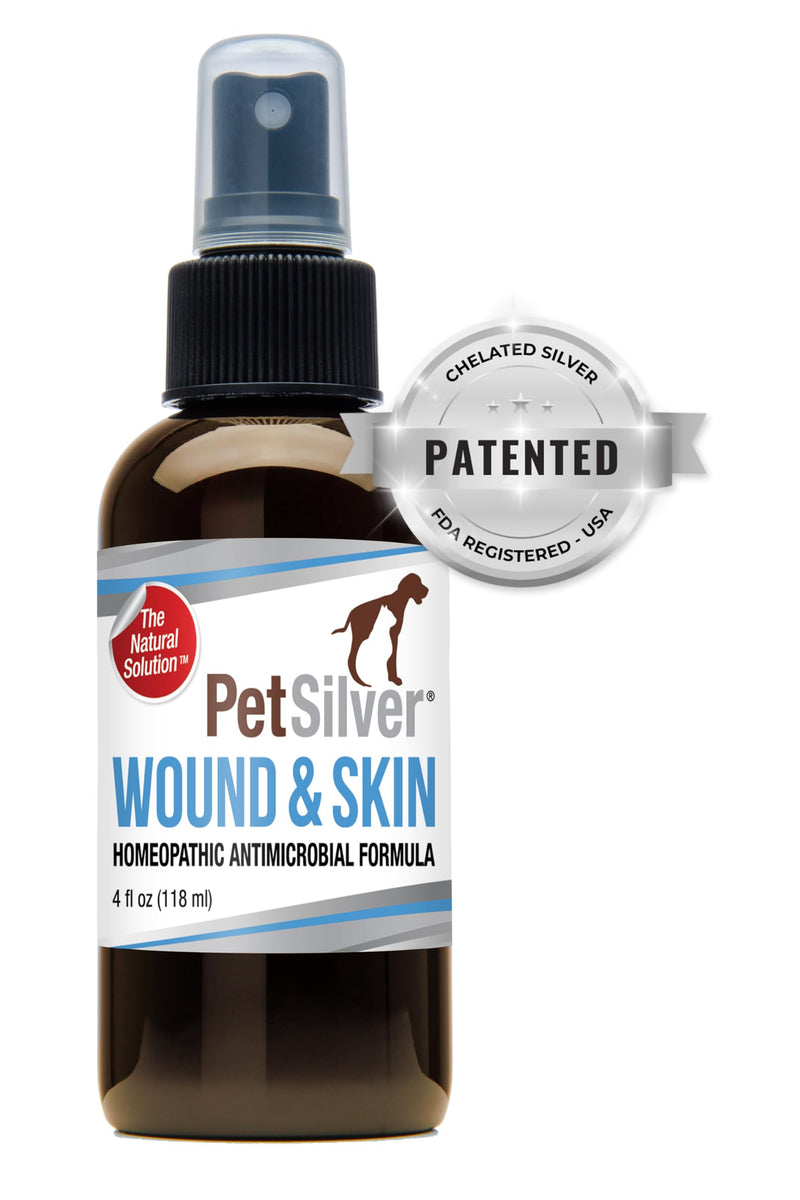 PetSilver Wound & Skin Spray with Patented Chelated Silver, Allergy Relief for Dogs Itching, Hot Spot Treatment for Dogs, Cat and Dog Wound Care, Natural Skin Soother for Dogs, USA, 4 fl. oz. 4 oz - BeesActive Australia
