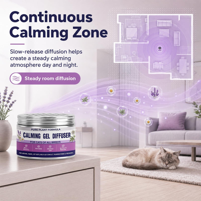 Cat Calming Pheromone Diffuser Gel - Unscented Soothing Gel for Stress Relief - Helps Manage Scratching Cordless & Portable for Home or Travel Lasting 2 Months (100 ml, 3.38 fl oz) 100ml