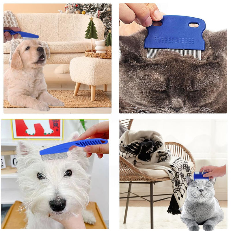 Pack of 4 cat dog flea comb, lice comb, flea comb for removing fleas, metal teeth lice comb, flea tear stain remover comb, pet comb stainless steel lice comb - BeesActive Australia