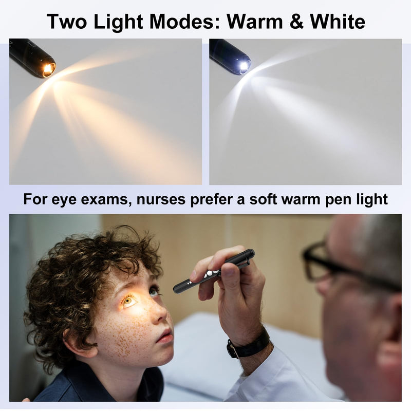 RISEMART Pen Light, Nurse Led Medical Penlight with Pupil Gauge for Nursing Students Doctors Black and Silver with Batteries Black + Silver - BeesActive Australia