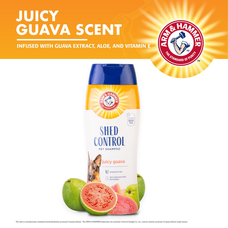 Arm & Hammer for Pets Shed Control Shampoo, 20oz Juicy Guava Scent | Professional Quality Dog Shed-Less Shampoo, De-Shedding Dog Shampoo, Free of Sodium Lauryl Sulfate & Parabens 20 Fl Oz (Pack of 1) - BeesActive Australia