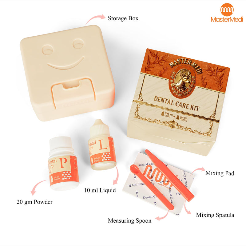 Zinc Oxide Eugenol Dental Cement Kit for Crowns, Bridges & Fillings | Includes Powder, Liquid & Mixing Accessories