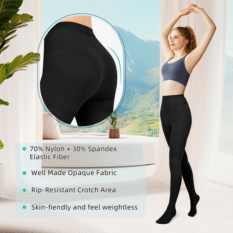 Compression Pantyhose for Women & Men, 20-30mmHg Compression Leggings, Waist High Medical Compression Stockings XX-Large Black