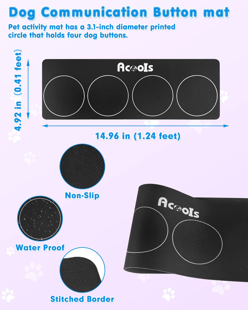 Dog Buttons for Communication, 4 Dog Talking Button Set, Speaking Buttons for Cats and Dogs, 30s Voice Recordable Pet Training Buzzer with Waterproof Dog Activity Mat and 24 Scene Stickers 4Pack - BeesActive Australia